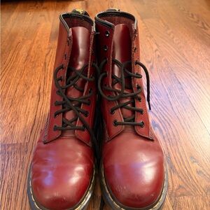 Dr. Martens Women's Burgundy Leather Lace-Up Boots